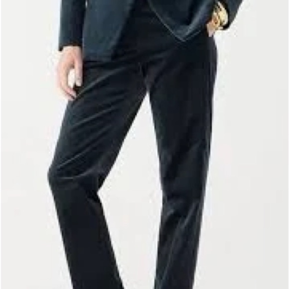 J. Crew Kate Velvet Black Straight Leg Women's Pants
